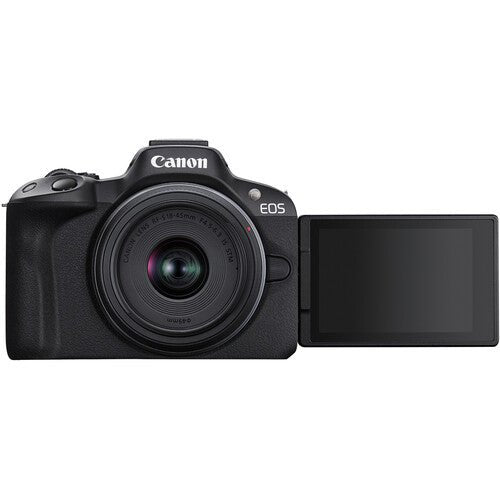 طقم Canon EOS R50 (18 - 45) (55 - 210) أسود (مع محول) - كاميرات eBphotovideo بدون مرايا