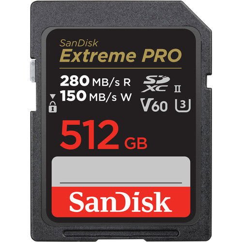 Sandisk 512GB Extreme PRO 280MB/s SDXC UHS - II - eBphotovideoFlash Memory Cards