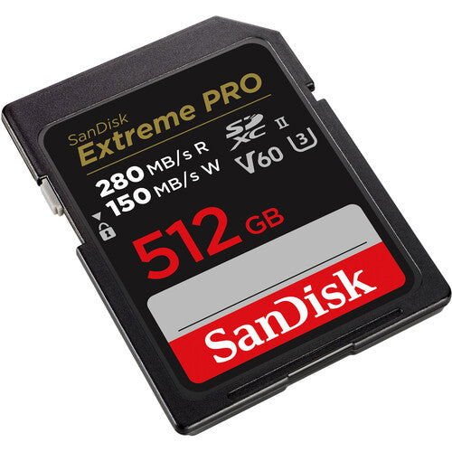 Sandisk 512GB Extreme PRO 280MB/s SDXC UHS - II - eBphotovideoFlash Memory Cards